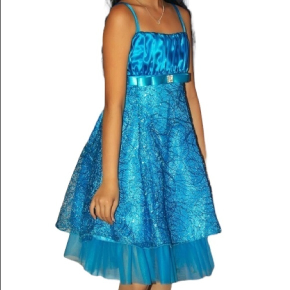 Formal Dress & Shawl Size 10 - 14 Bright Blue